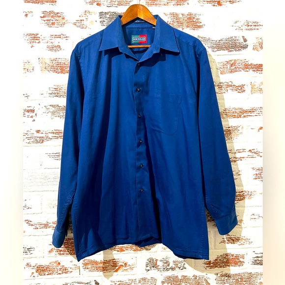 Peter England Shirt Men’s Button Down Chief Value Cotton Blue Long Sleeve Sz 42 - Picture 1 of 8